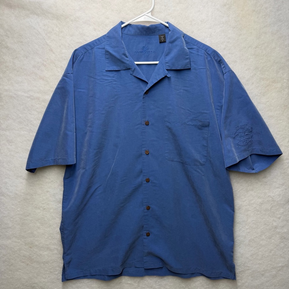 Ashworth Men’s L Blue Camp Collar Golf Shirt Randy Johnson Invitational #51
